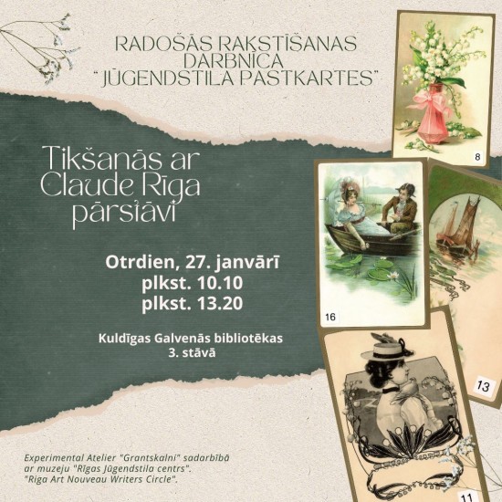Radošās rakstīšanas darbnīca “Jūgendstila pastkartes” kopā ar “Claude Rīga”